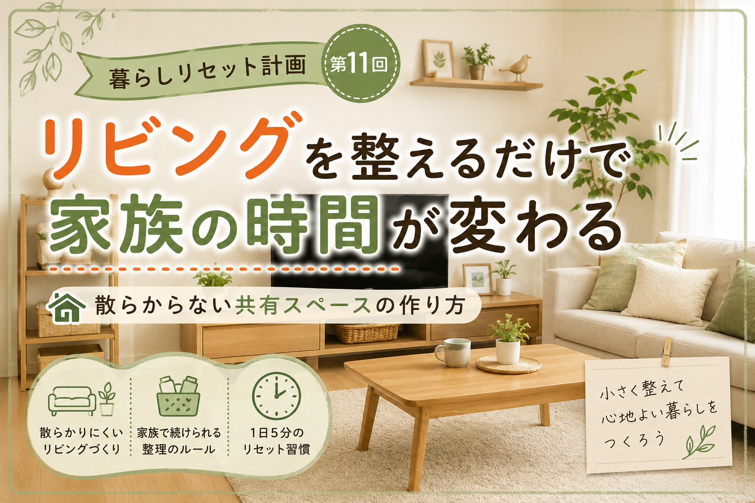 【暮らしリセット計画 第11回】リビングを整えるだけで家族の時間が変わる
